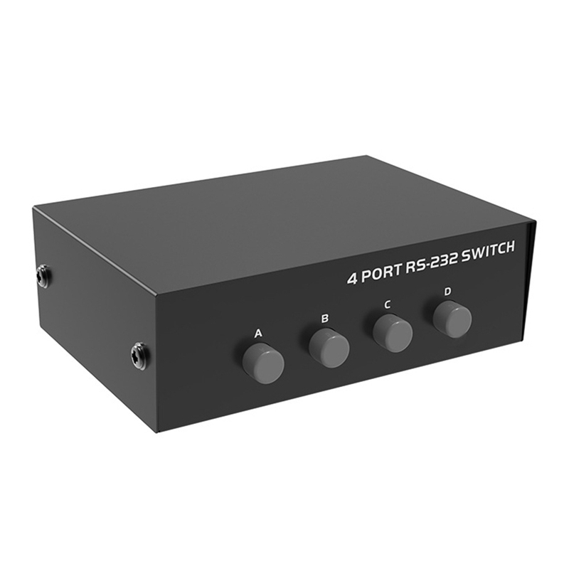 Ports RS232 Switch DB9 Pin COM Port Sharer 4 in 1 Out Serial Port Sharing Device Button Switch Durable