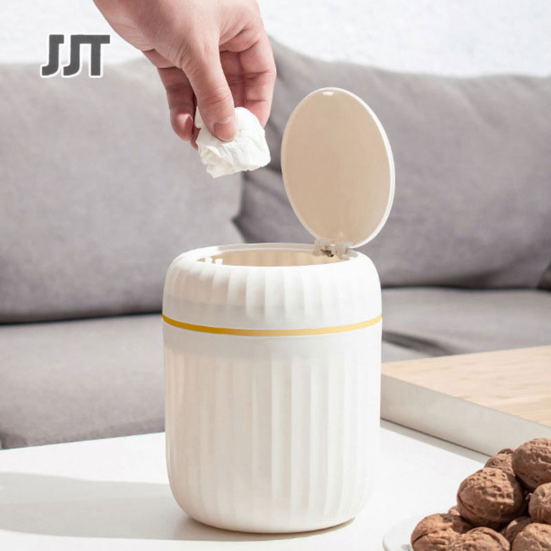 garbage can Mini trash can Desktop trash can Press-type desktop trash can Office living room study trash can with cover ราคา 87 บาท*ส่งฟรี