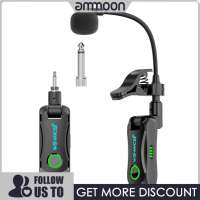 ammoon 2.4G Wireless Saxophone Microphone Instrument Mic HD Sound Auto Pairing Low Latency Rechargeable 360 Degree Adjustable Clip for Saxophone Flute Clarinet