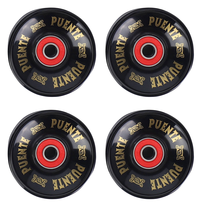 (AZUV) PUENTE 4Pcs/Set Cruiser Skateboard Wheels PU Wheels Long Board Cruiser Wheels with ABEC-9 Bearings