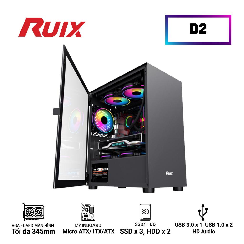 Case Ruix D2  ( 350 X 210 X 415 Mm , Mặt Kính Cường Lực ) - Đen