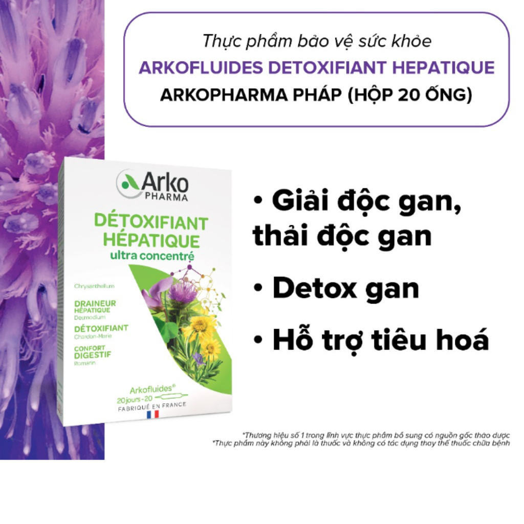 [Hàng cty] Nước uống thải độc gan, Giải rượυ Pháp Arkopharma giúp detox gan - TPBVSK Arkofluides Detoxifiant Hepatiqua
