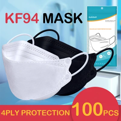 ZOCN 100PCS KF94 Mask Face 4 ply Protection Korean Version KN95 Black Mask Washable N95 Mask Reusable Protection 4-Layers