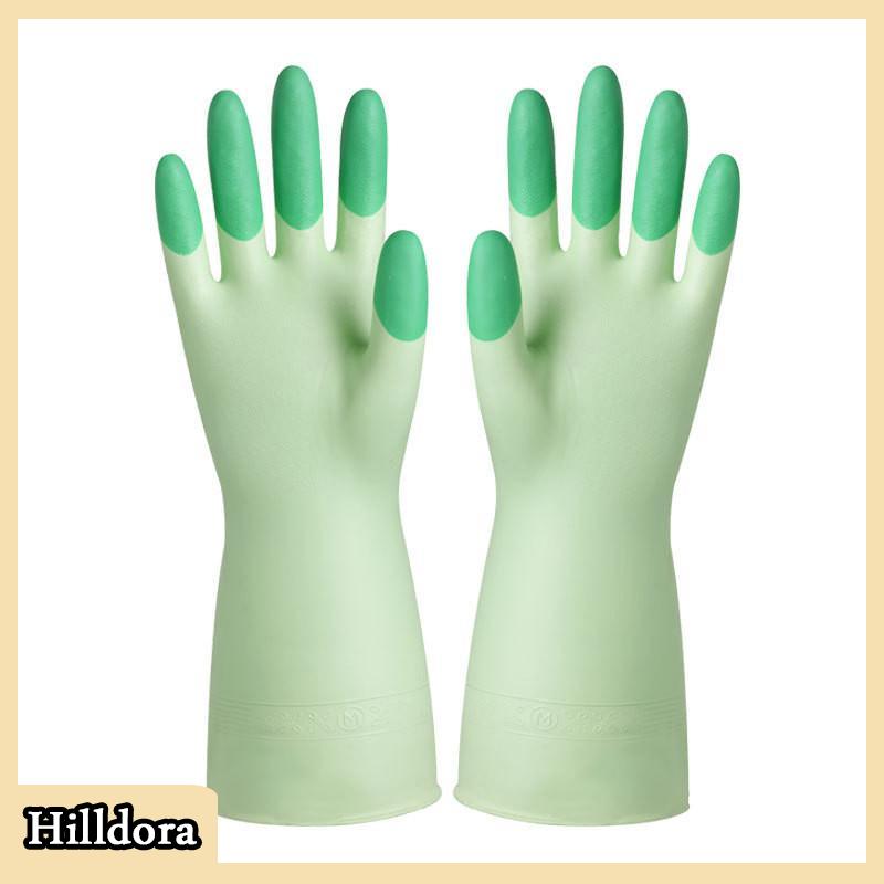 [Hilldora] Silicone Rửa Chén Làm sạch Găng tay nhà bếp cung cấp chống trượt thuận tiện dài rửa chén găng tay tái sử dụng bền hộ gia đình - 8