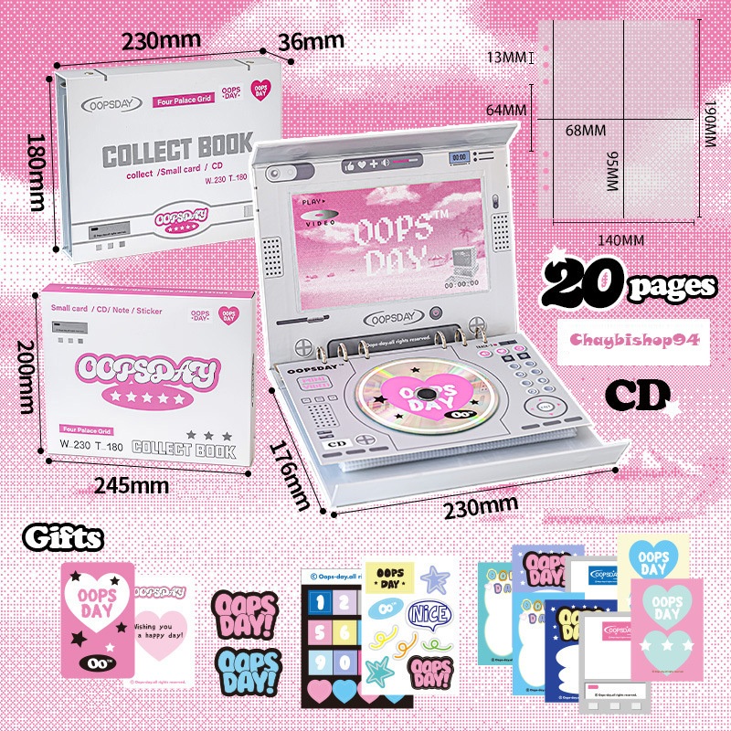 Binder Rosy Posy retro DVD kích thước A5 18x20cm, có sẵn 20 sheet đựng card