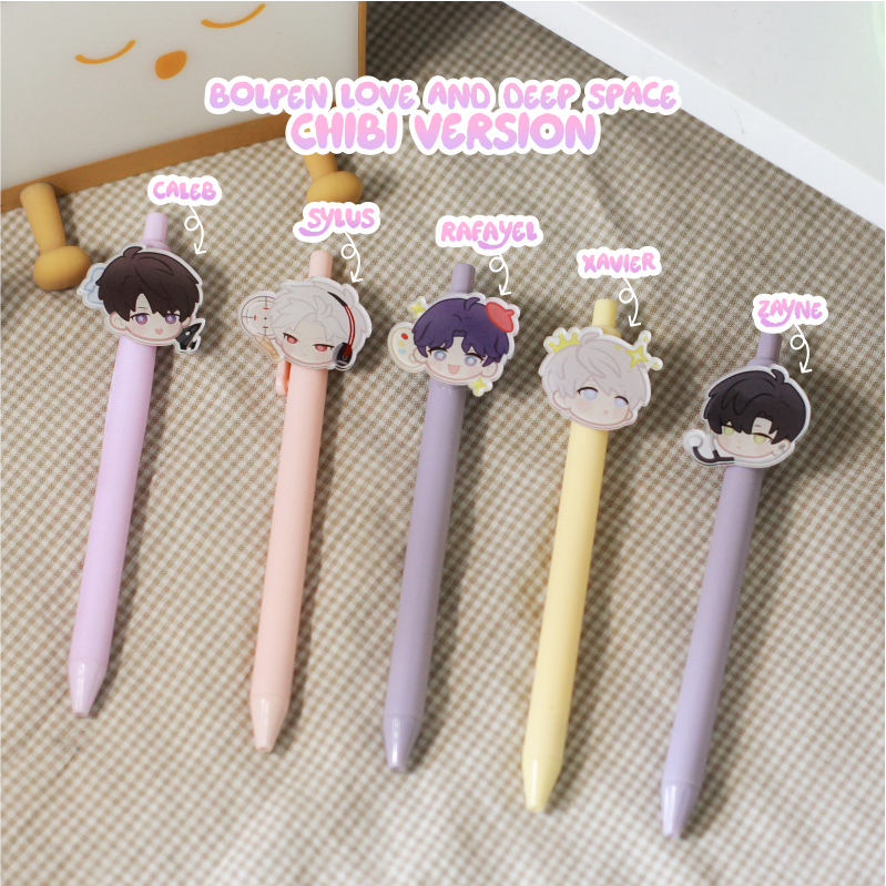 BOLPEN CHIBI LOVE DEEP AND SPACE PEN PENA ANIME MANGA SOUVENIR HAMPERS HADIAH GIFT PULPEN PEN PENA STATIONERY ALAT TULIS ANAK SEKOLAH SCHOOL KELAS GAME SYLUS XAVIER ZAYNE CALEB RAFAYEL