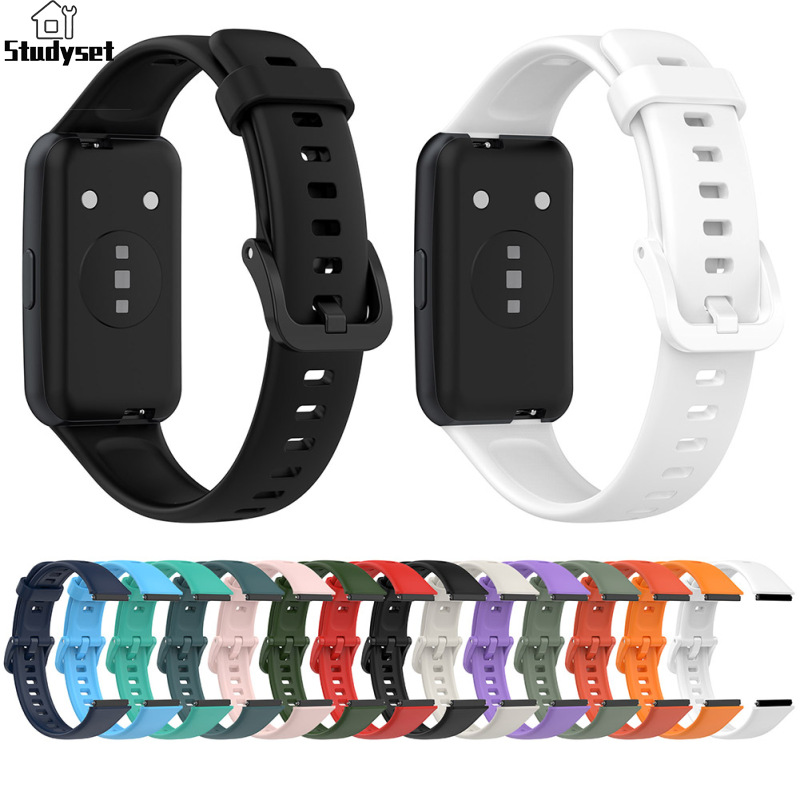Studyset IN stock Rubber Strap Colored Adjustable Watch Band Soft Waterproof Replacement Wristband Compatible For Huawei Band 7 ราคา 41 บาท*ส่งฟรี