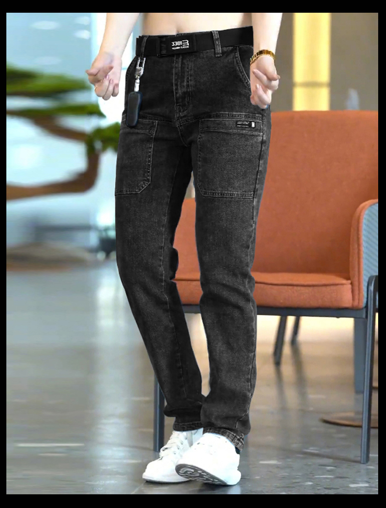 [lsdj] 2023 New Men's Slim Jeans Stretch Skinny Multi Pocket Fashion Designer Denim Trousers Male Brand Clothes Pants Streetwear · v2