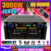 AV-999FM 3000W Bluetooth Stereo Amplifier with Mixer and Equalizer