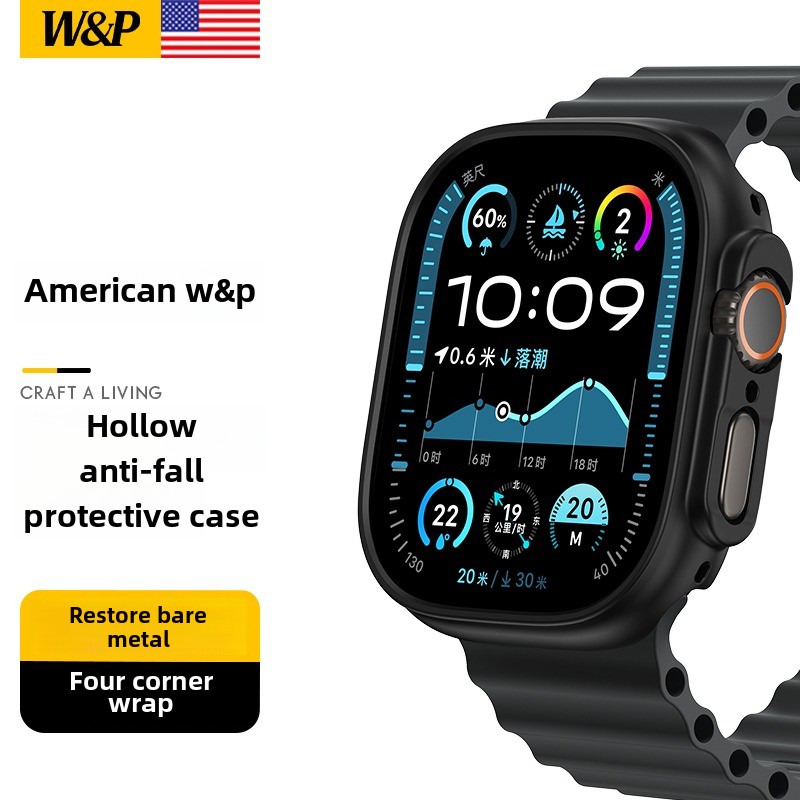 W&P cho iWatch trường hợp đồng hồ, iWatch Ultra2 trường hợp, S10 chống thả, tinh thể rỗng sase, bốn góc bảo vệ WP JTM