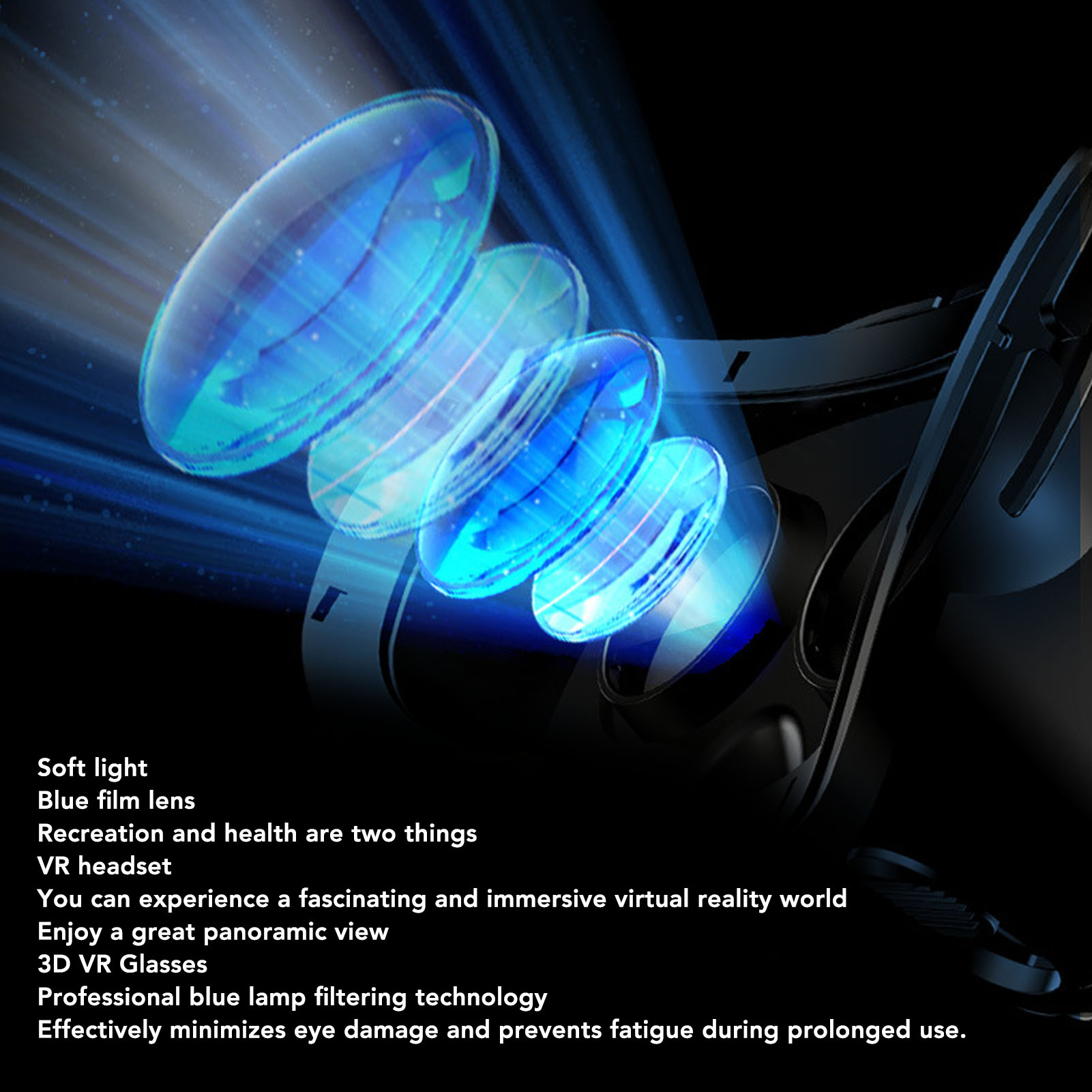 3D VR Headset Panoramic View Virtual Reality Headset for Gaming ราคา  385 บาท*ส่งฟรี