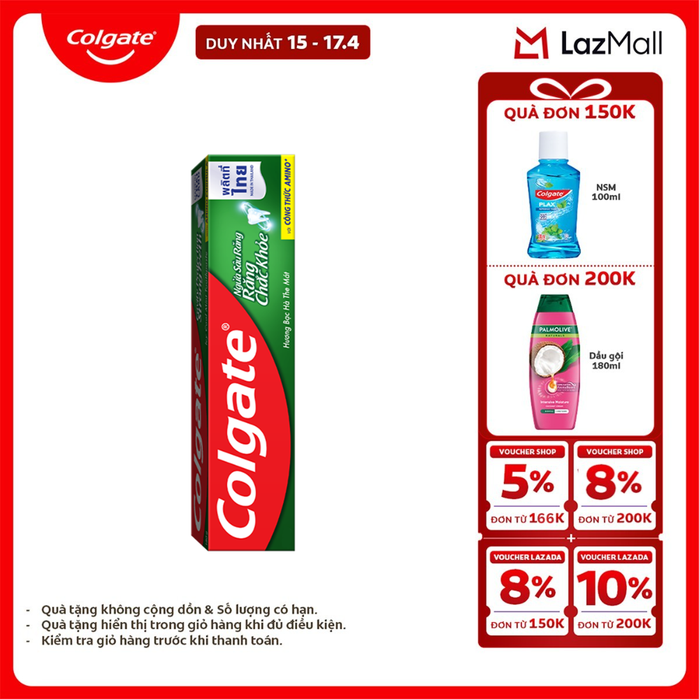 [Chỉ 15-17.4_X2 Voucher giảm đến 18%] Kem đánh răng Colgate ngừa sâu răng răng chắc khỏe 45g/tuýp