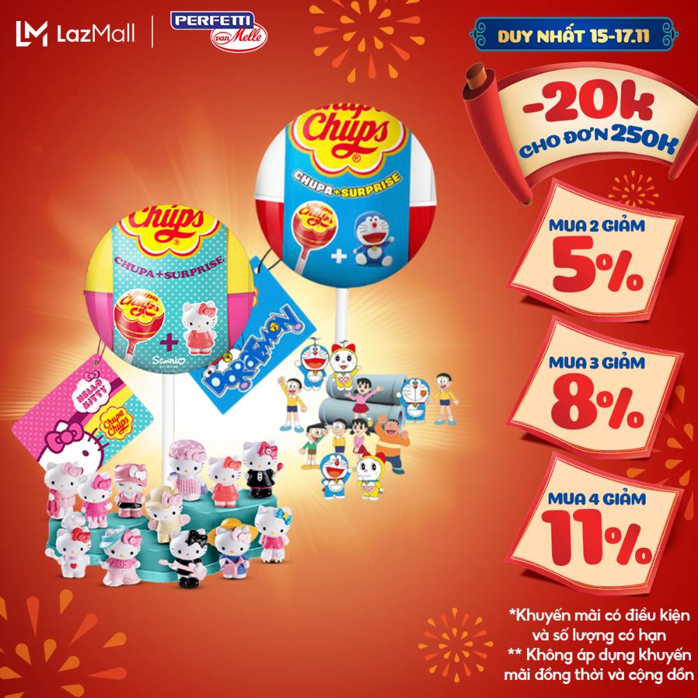 Que kẹo mút Hương dâu đầy bí ẩn Chupa Chups sưu tầm những chú mèo dễ thương Pusheen Hello Kitty 1 que