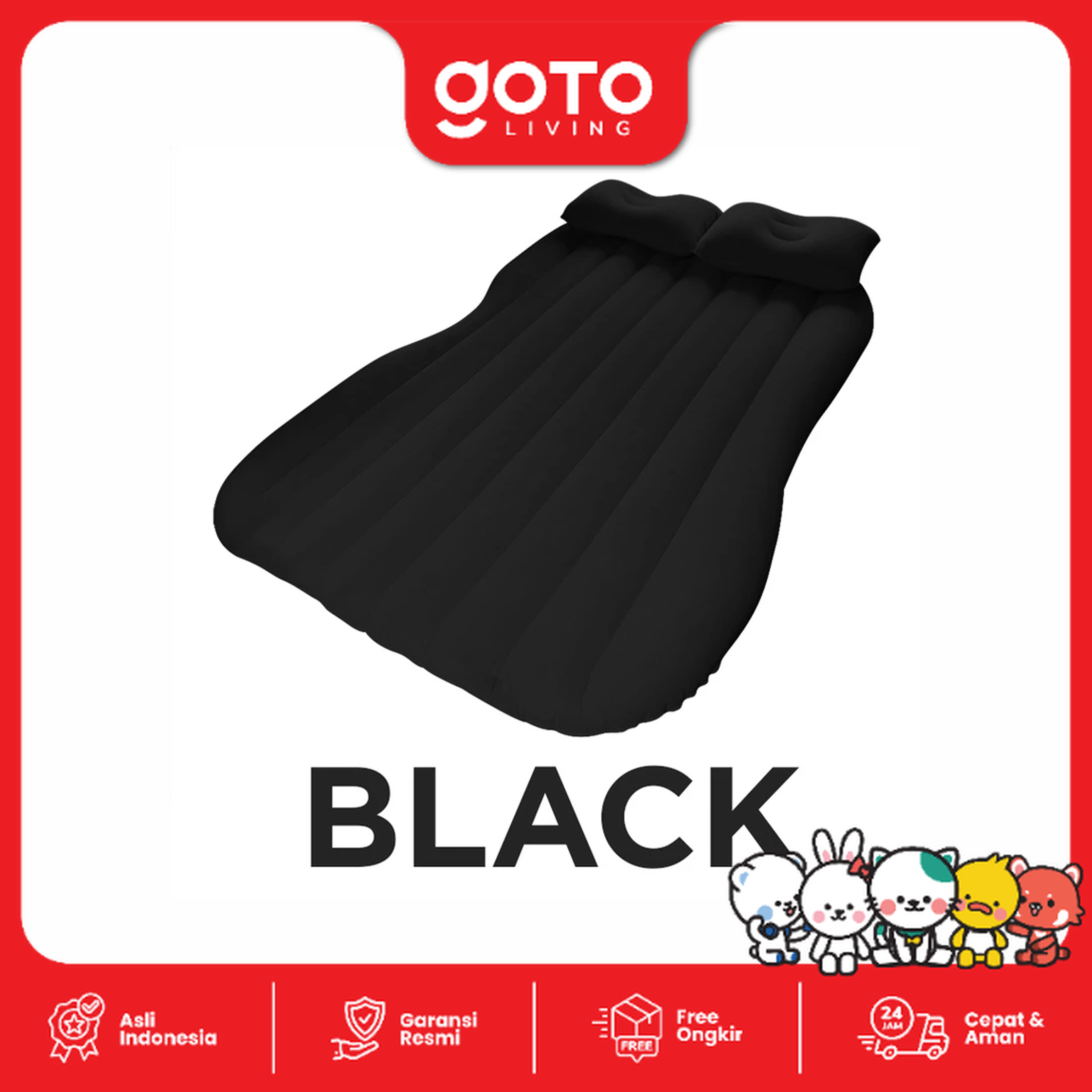 Goto Kamo Car Matress Kasur Angin Mobil Indoor Outdoor Dengan Pompa Black Harga 525,000 rupiah*Gratis Ongkir