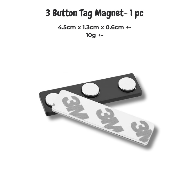 CTD Magnetic Name Tag Holder | 3 Magnetic Button Badge Clip | Reusable & No-Pin Nametag Backing | Ideal for Staff Badges School Uniforms DIY Name Tags and Events | Strong Hold Gentle on Clothes Easy to Attach & Remove