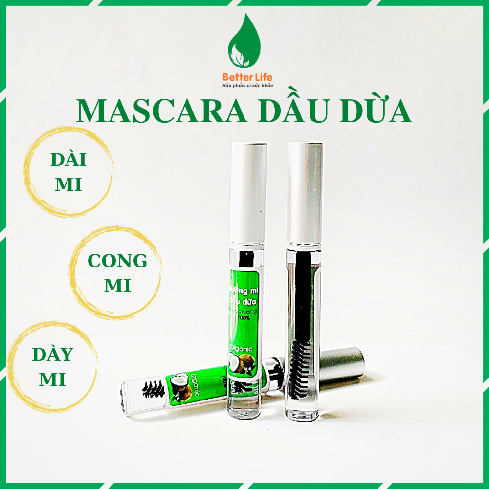 Mascara chuốt mi, dưỡng môi dầu dừa ép lạnh nguyên chất dưỡng mi, môi, chân mày đen dài siêu đẹp - Better Life