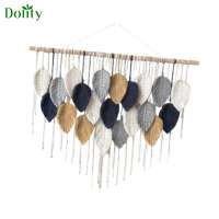 Dolity Macrame พู่ใบแขวนผนังโบฮีเมียนเหนือเชือกพรมใบพื้นหลังศิลปะบนผนังนอร์ดิกสำหรับเรือนเพาะชำงานแต่งงาน