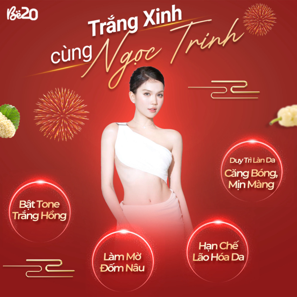Combo 3 Be20 Kẹo Dâu Tằm Trắng Da Ngọc Trinh Bổ Sung Glutathione Cam Kết Không Bật Tone Hoàn 100%