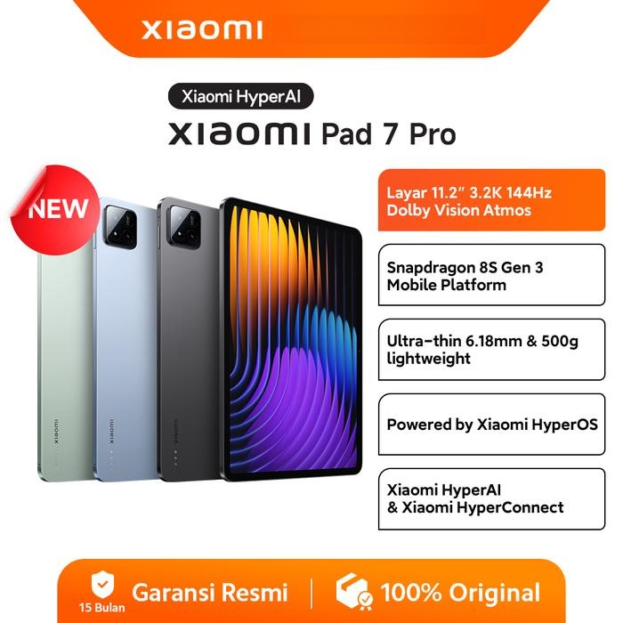 Xiaomi Pad 7 Pro (12/512G) | Snapdragon 8S Gen 3 | Layar 11.2 3.2K 144Hz Dolby Vision Atmos | Garansi Resmi Harga  7,800,000 rupiah*Gratis Ongkir