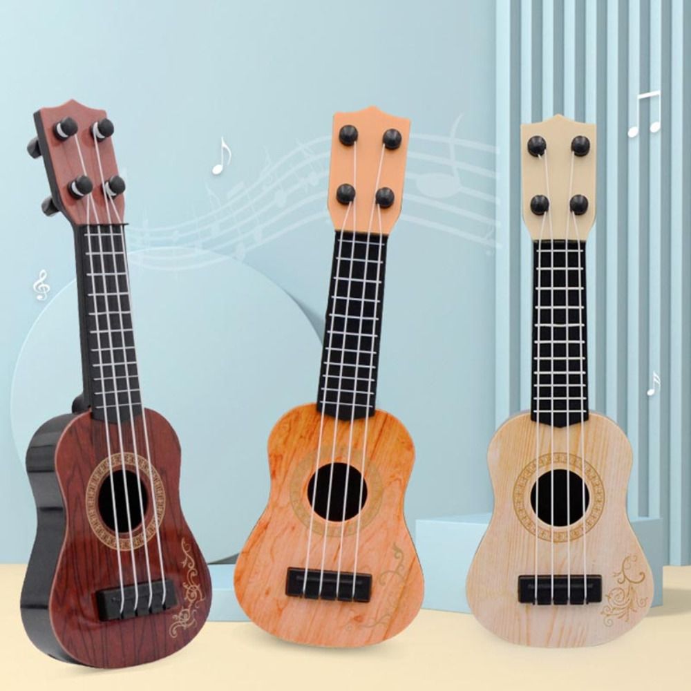 Dxnzva cho người mới bắt đầu bền Món quà đẹp 4 dây Đồ chơi giáo dục sớm nhạc cụ đồ chơi Montessori quà tặng cho bé nhạc cụ dây Đồ chơi giáo dục đàn guitar nhỏ đồ chơi cổ điển Ukulele Đồ chơi nhạc cụ