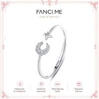 FANCIME ″Dazzling Dream″ Sterling Silver  Moon and Star Cuff Bangle