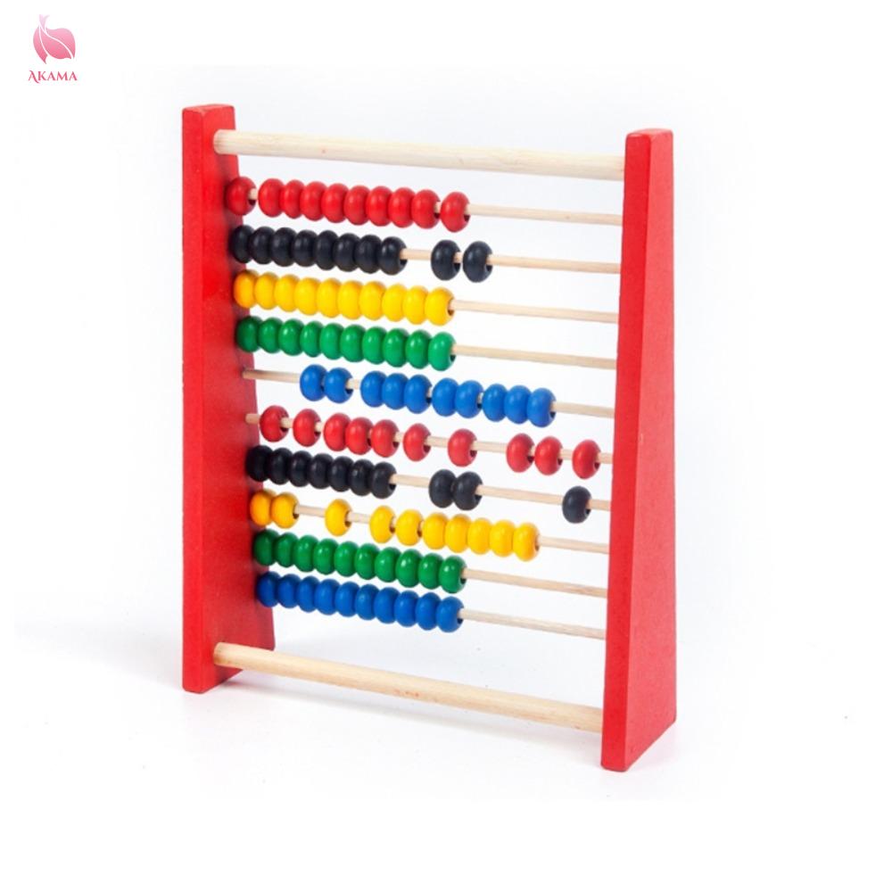 AKAMA Bằng gỗ Dụng cụ học toán Hạt đầy màu sắc Đồ chơi trẻ em Dụng cụ đếm