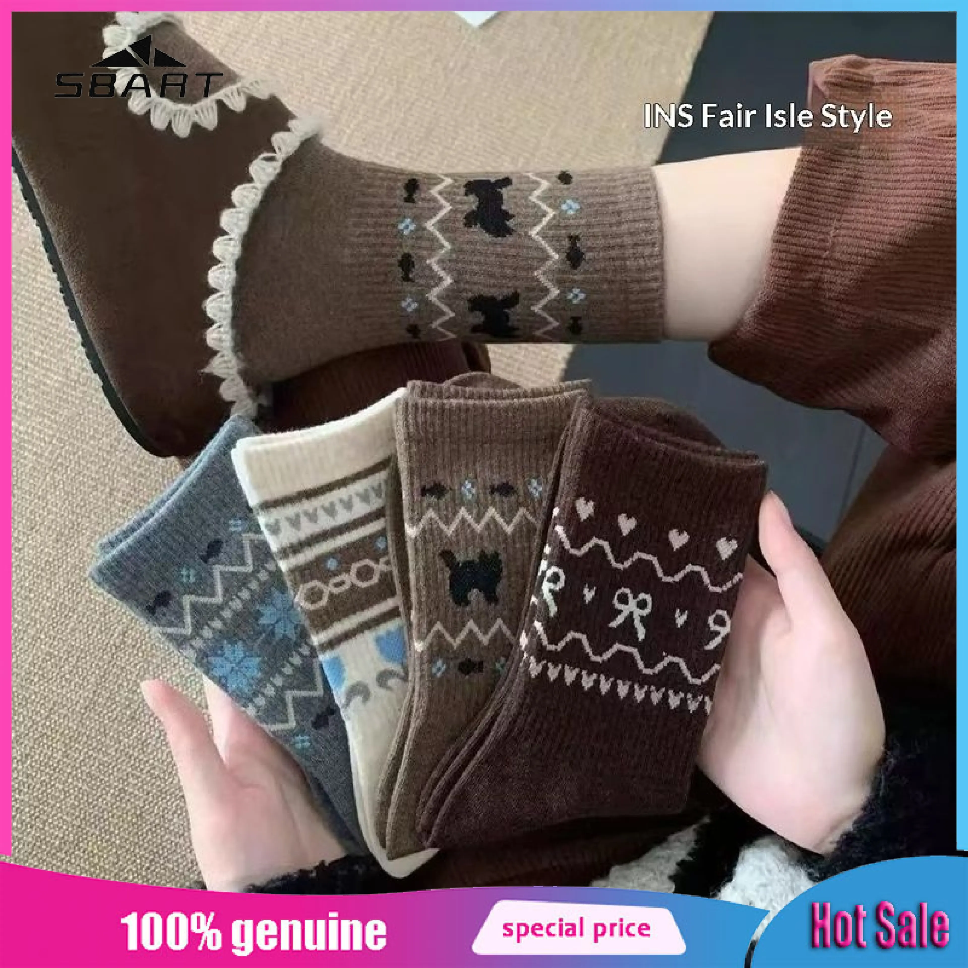 Vintage Cat Pattern Mid-Calf Socks for Women Autumn Winter Warm Cotton Blend Fashionable Anti-Slip Comfort Socks