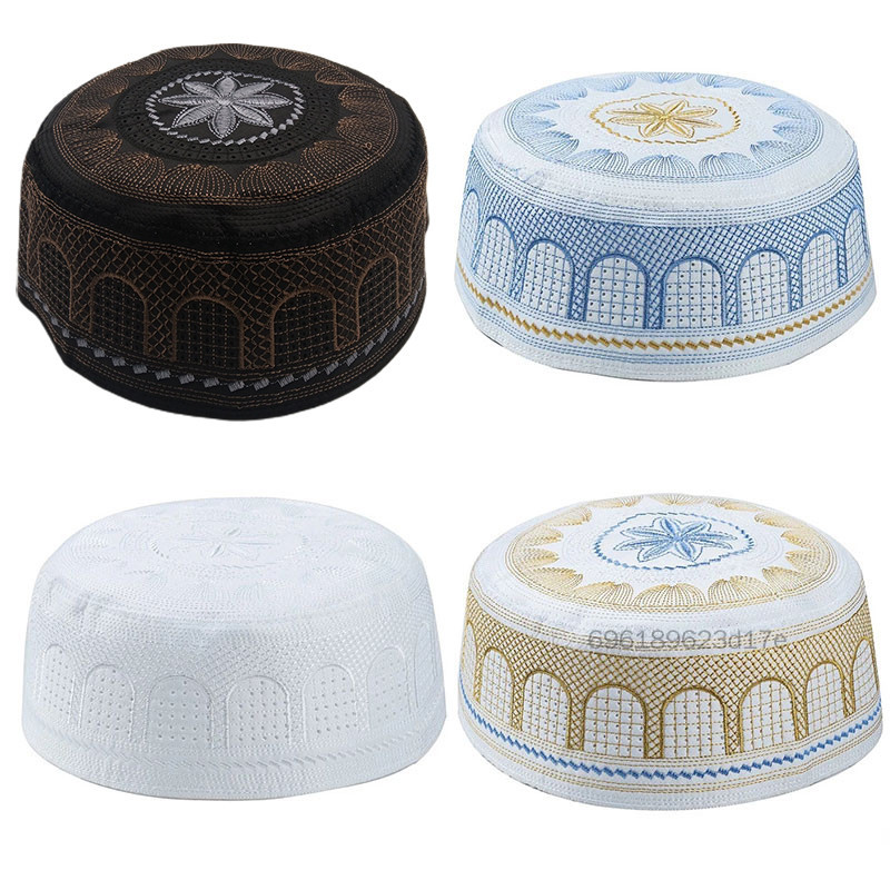 Mũ cầu nguyện Hồi giáo Kufi Topi - Mũ Hồi giáo dành cho nam có thêu theo phong cách Ả Rập Saudi