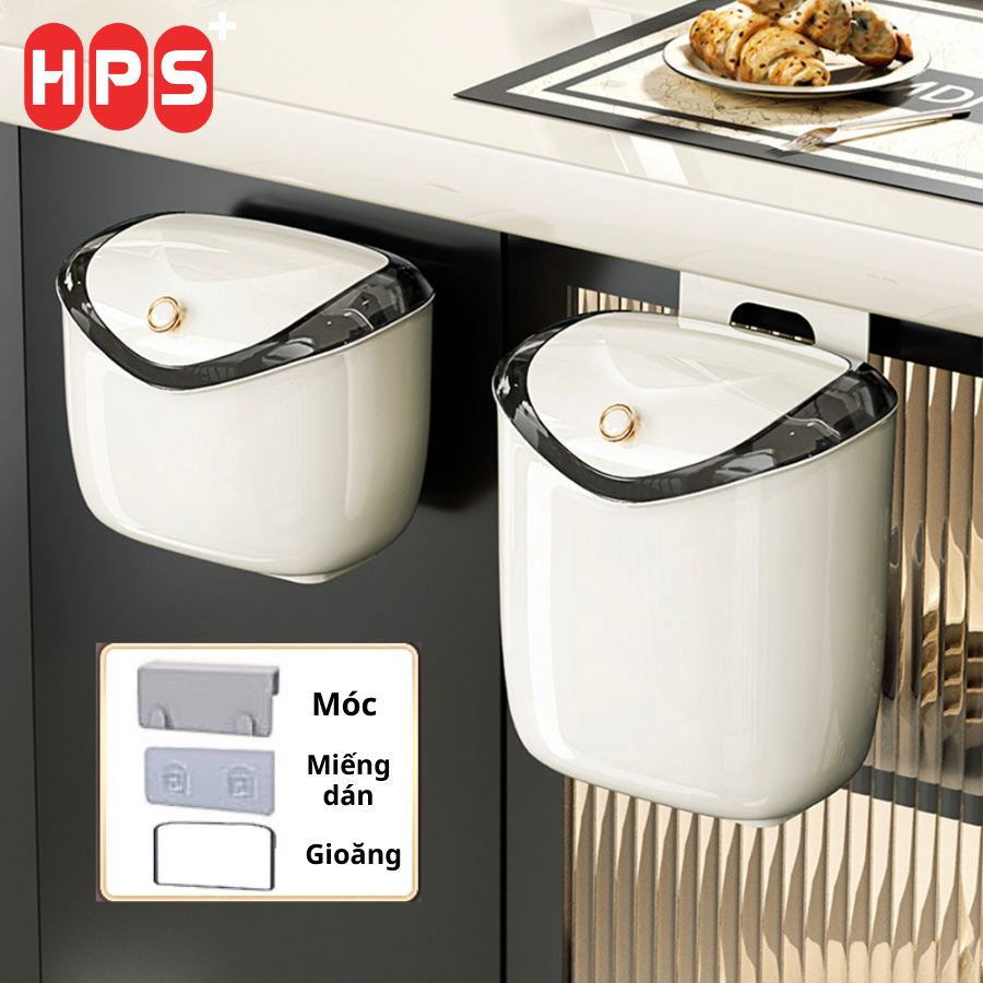 Thùng rác treo tường nhà bếp Dsmarts 6L - 9L, nắp lật nắp đậy thông minh đậy kín bằng nhựa PP cao cấp