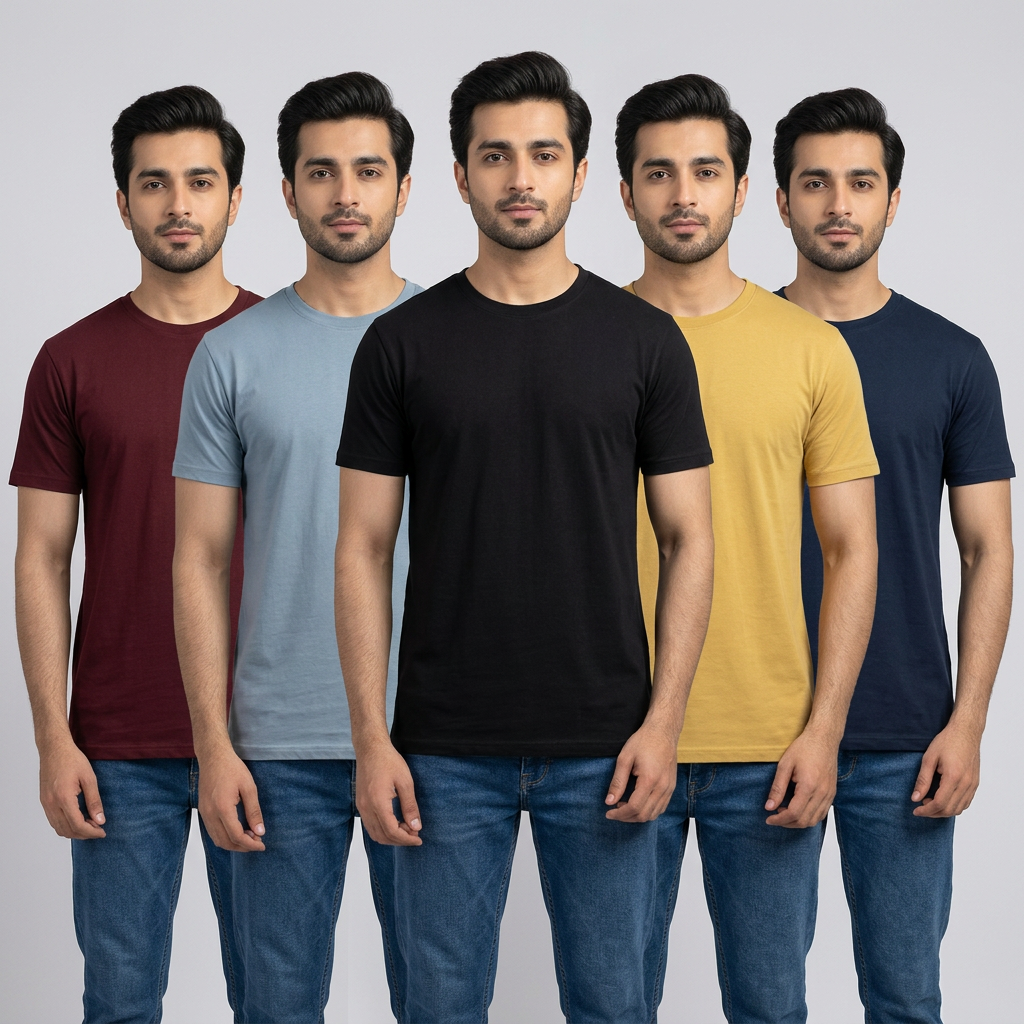 BURNOUT.PK Unisex Multicolour Summer Pack of 5 Plain Basic Half Sleeve Trendy Casual Wear polo t shirts for men