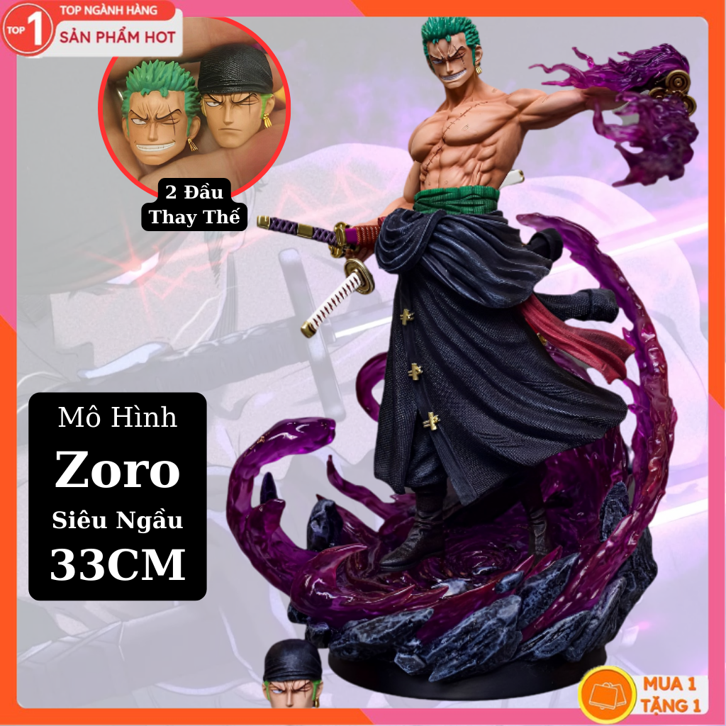 Mô hình zoro siêu ngầu 33cm siêu ngầu mô hình one piece cao cấp, figure mô hình anmie one piece luffy vua hải tặc