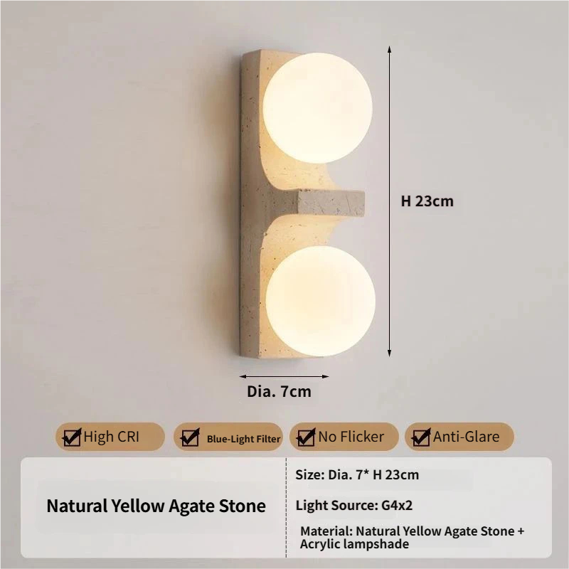 Wabi Sabi Travertine Bedside Wall Lamp Japanese Style Wall Light For Homestay Hotel Entryway Corridor