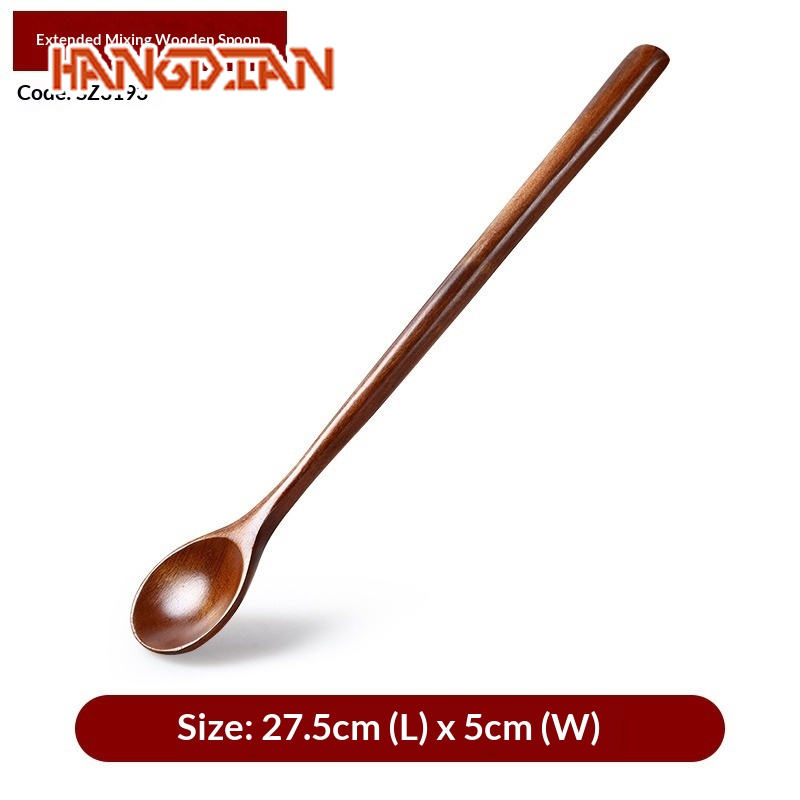 HANGDIAN Long Wooden Stirring Spoon for Coffee Honey Dessert Japanese Style ราคา 38 บาท*ส่งฟรี