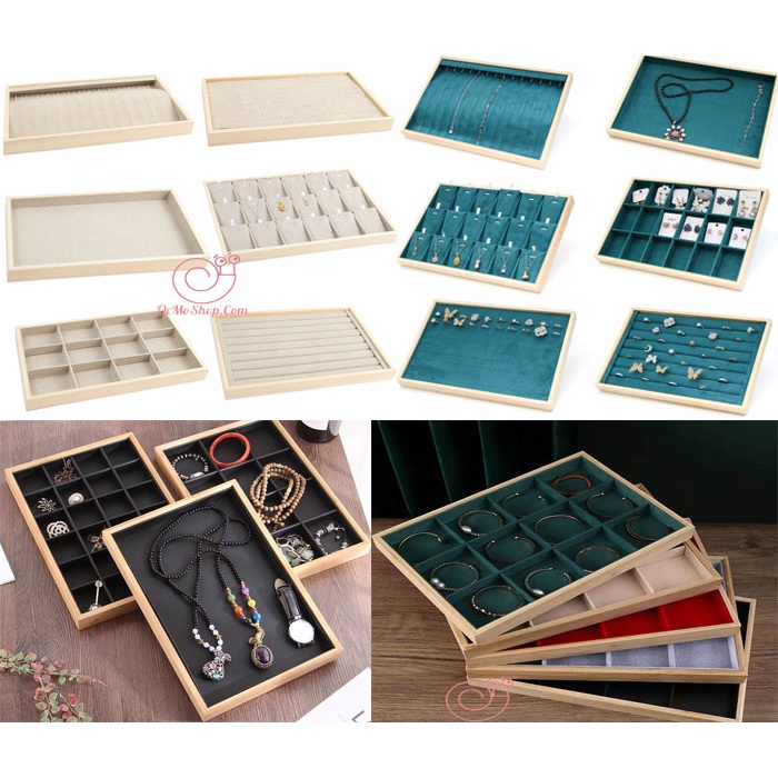 Kệ treo trang sức, Khay gỗ trưng bày trang sức, dây chuyền, vòng tay, nhẫn bằng gỗ cao cấp