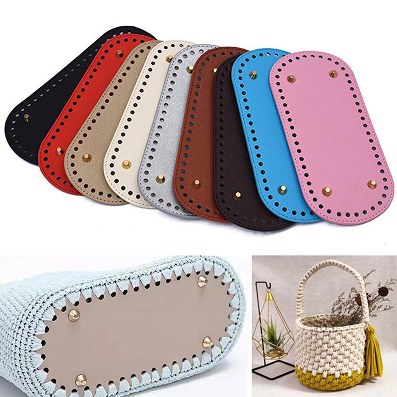 FashionFinessE 22x10Cm Dài Dưới Cho Dệt Kim Túi PU Da Cơ Sở Túi Handmade Dưới Với Lỗ Tự Làm Crochet Túi Phụ Kiện Phía Dưới