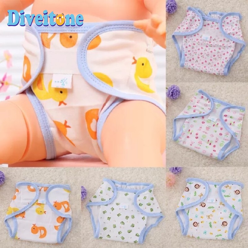 สำหรับทารกผ้าอ้อมผ้าฝ้าย Reusable 1Pcs ปรับเด็กชายหญิงแรกเกิด Baby Nappies ล้างการพิมพ์การ์ตูน Breathable ราคา 35 บาท*ส่งฟรี