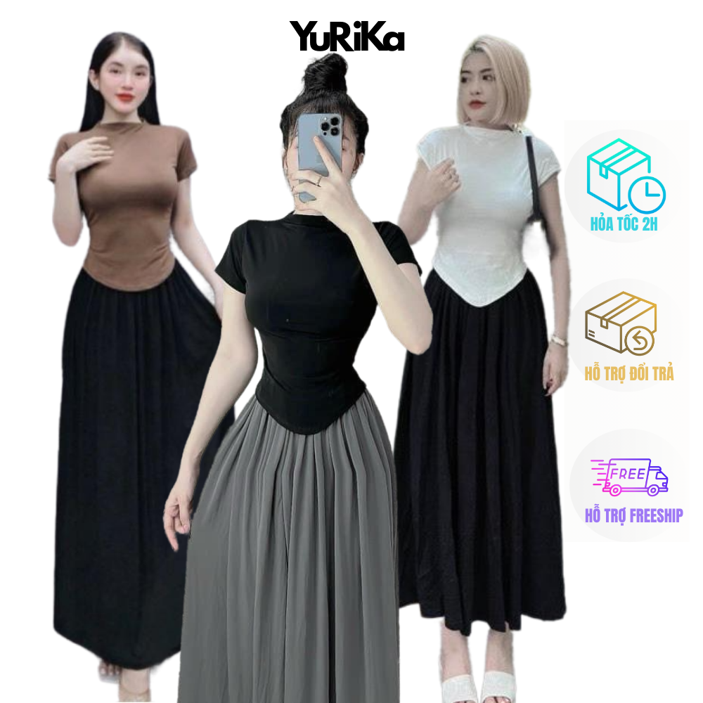 Set áo váy sang chảnh - set áo nữ kèm chân váy xòe yuri 2018