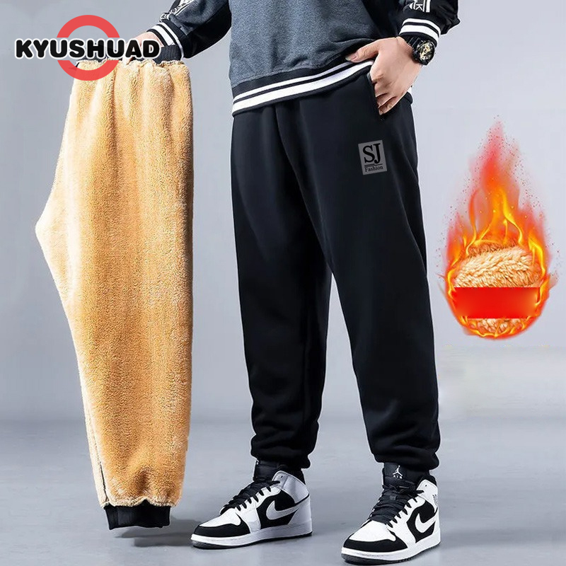 KYUSHUAD Lông cừu nam dày Quần thể thao rộng