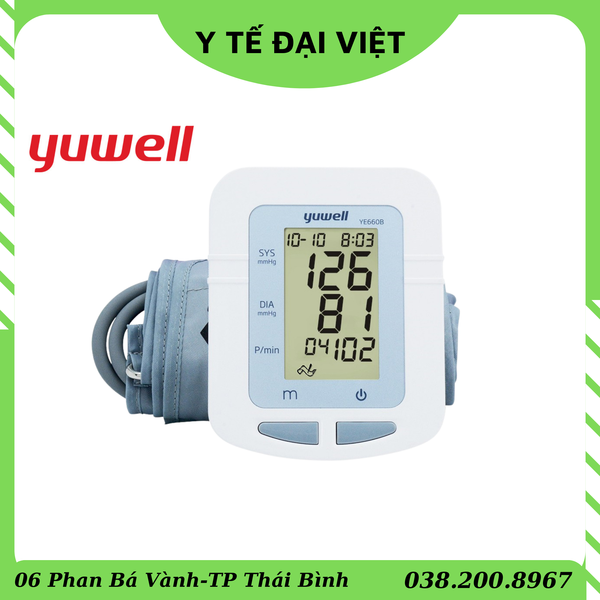 Máy đo huyết áp bắp tay YUWELL YE660B  YE 660B  chính hãng kèm sạc bảo