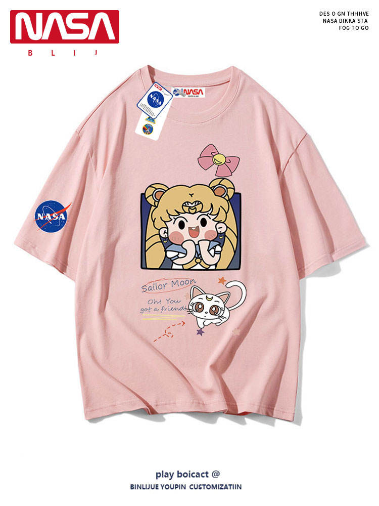 NASA Co-branded Sailor Moon T-shirt Men's And Women's Short-sleeved Tsukino Rabbit Peripheral Clothes Bestie Wear Summer T-shirt ราคา  738 บาท*ส่งฟรี