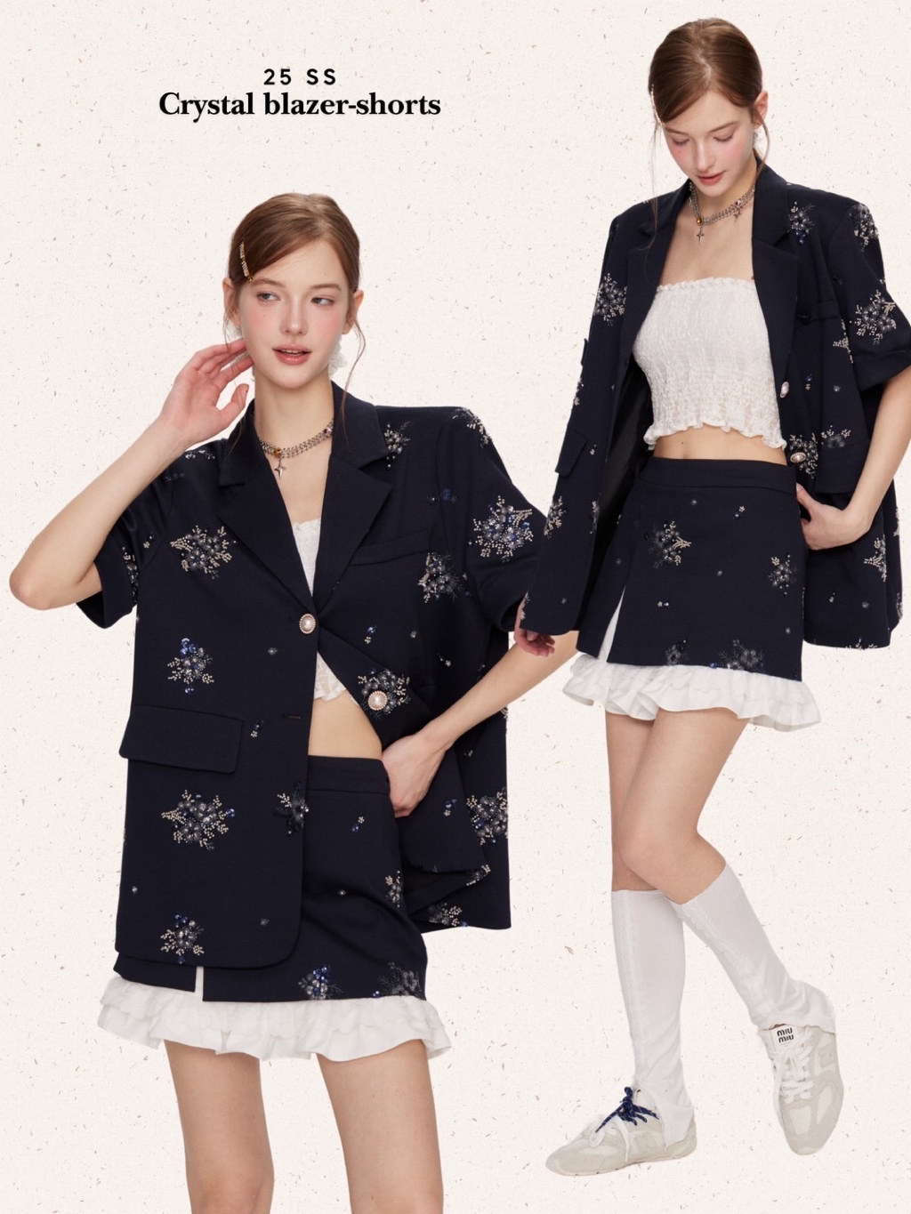 สินค้าลิขสิทธิ์แท้ IRIS BOUTIQUE 25ss TM IB1610-IK1610-1 Crystal blazer-shorts เบลเซอร์ กางเกง ดูดี ใส่เที่ยว เนื้อผ้าดี ราคา 1,108 บาท*ส่งฟรี