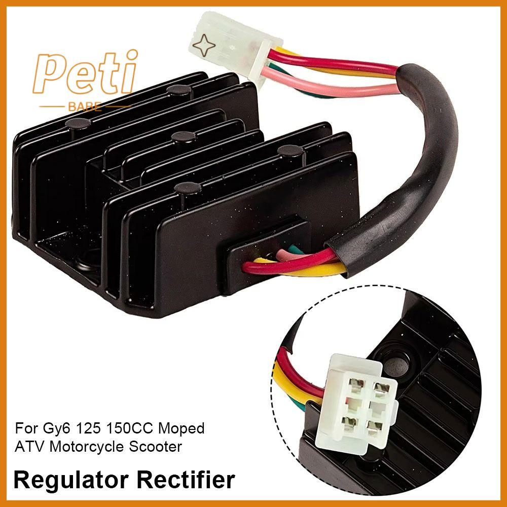 PETIBABE 1Pcs 4 chân Bộ điều chỉnh chỉnh lưu Nhôm 4 dây Bộ điều chỉnh sóng đầy đủ Bền bỉ 12V Phụ kiện xe máy tay ga Dành cho xe máy Gy6 125 150CC và ATV