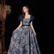 Elegant Blue Long Dress for Bridesmaids and Evening Events