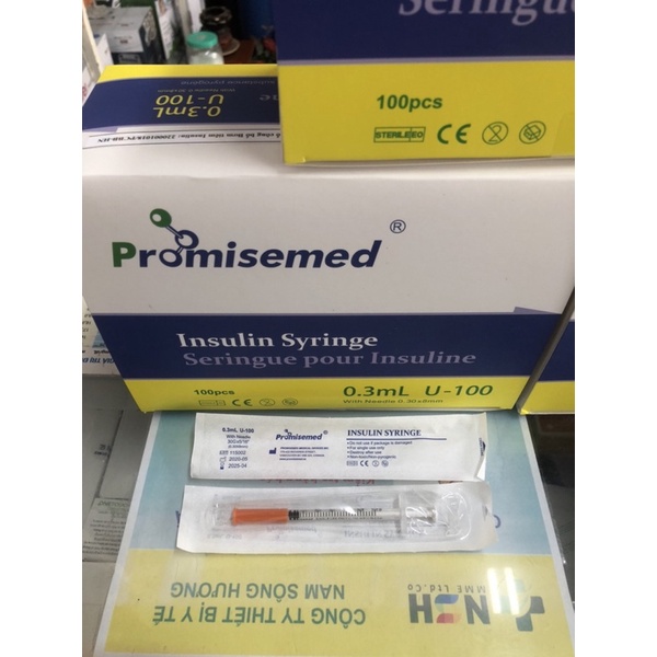 ️ Bơm kim tiêm tiểu đường insulin Promisemed 0.3ml 100iu CANADA -Bơm kim Tiêm insulin 0.3ml 30G Promisemed