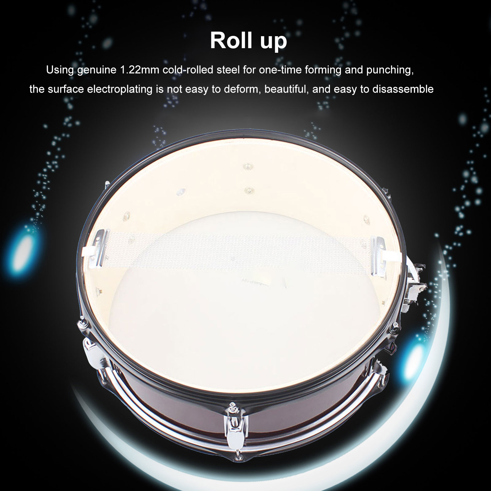 Homtom Karlak Thép Không Gỉ Marching Bộ trống Chuyên Nghiệp Âm Thanh Cho Ban Nhạc Trọng Lượng Nhẹ Với Đùi Cho Trường Trống Đội (Màu Đen)