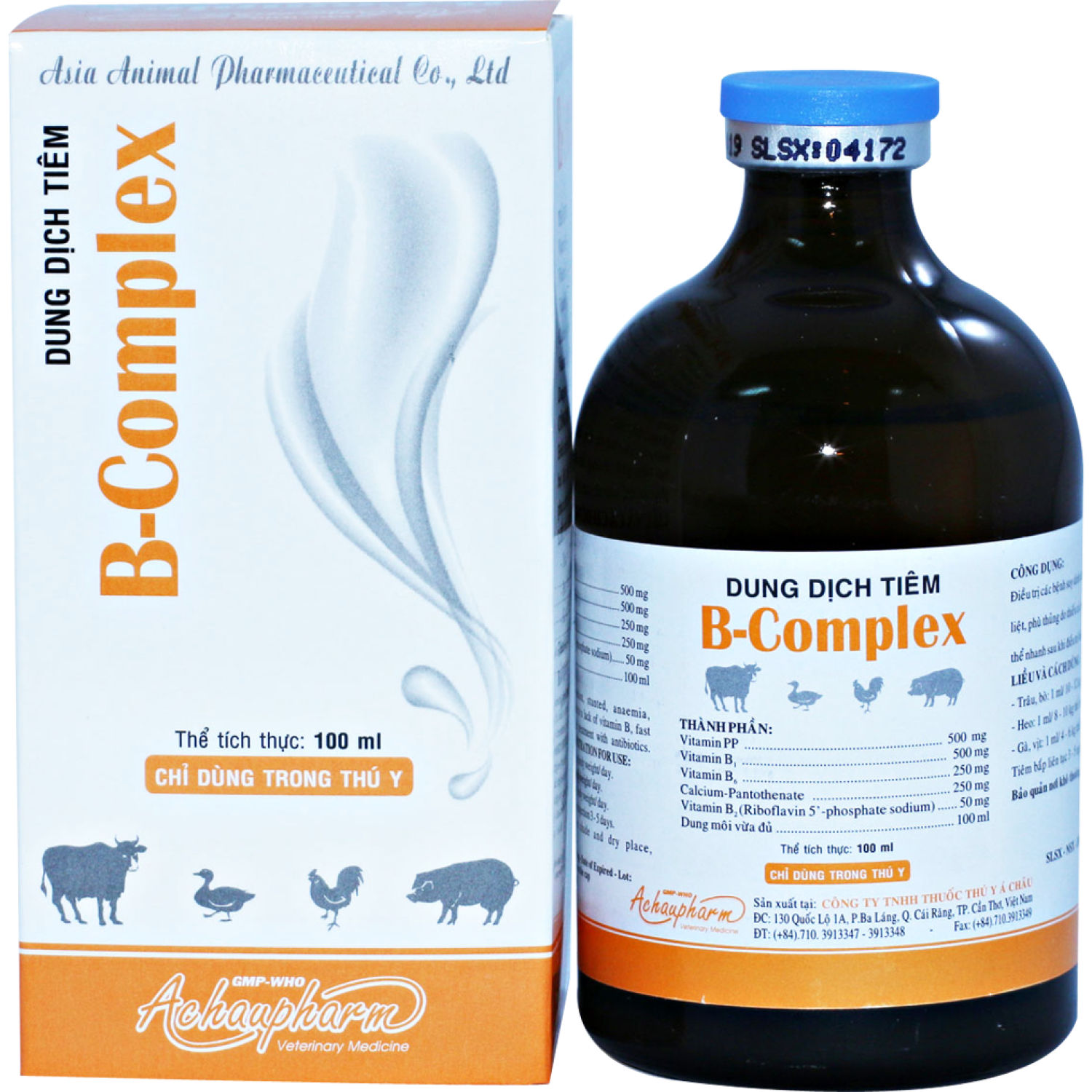 B-COMPLEX ham ăn, tăng hấp thu, chống các bệnh còi xương ở vật nuôi chai 100ml