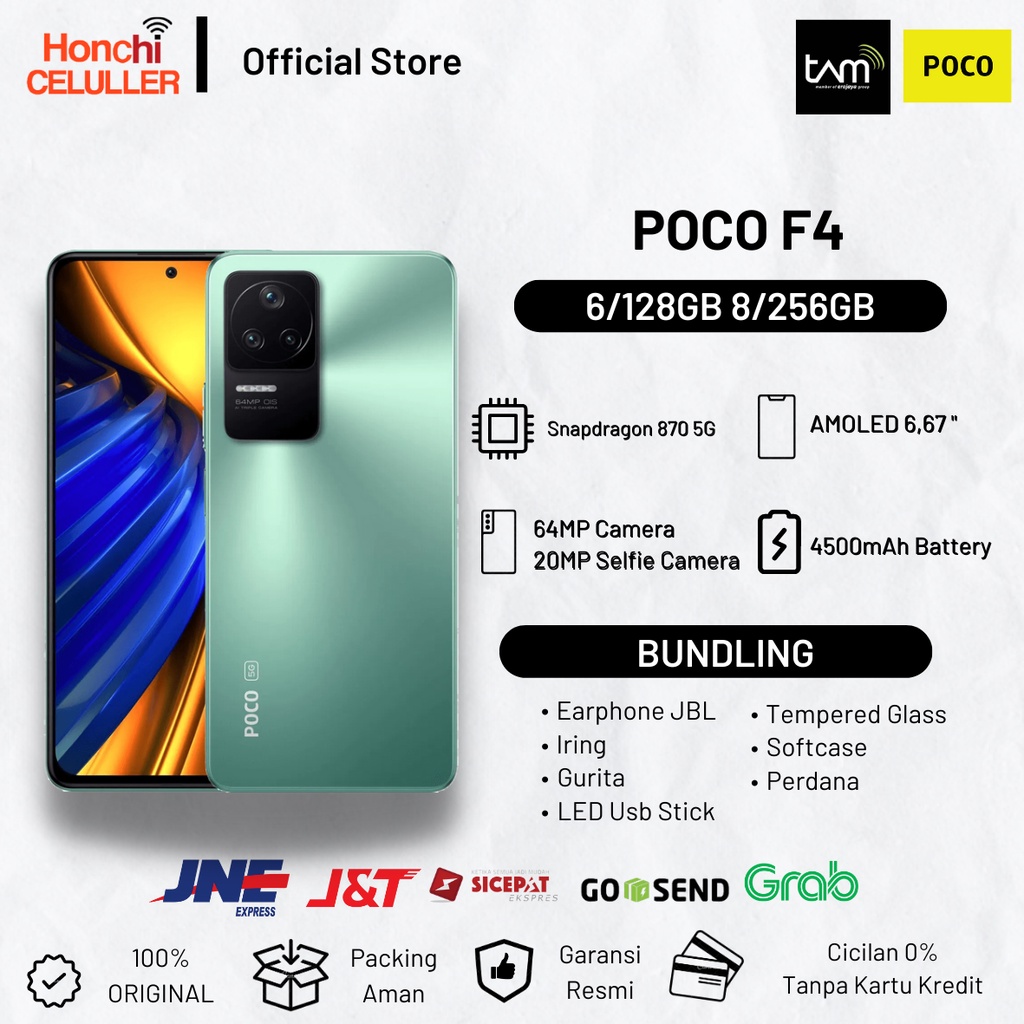 Xiaomi POCO F4 8/256GB 6/128GB Garansi Resmi POCO Indonesia Original Harga 5,049,000 rupiah*Gratis Ongkir