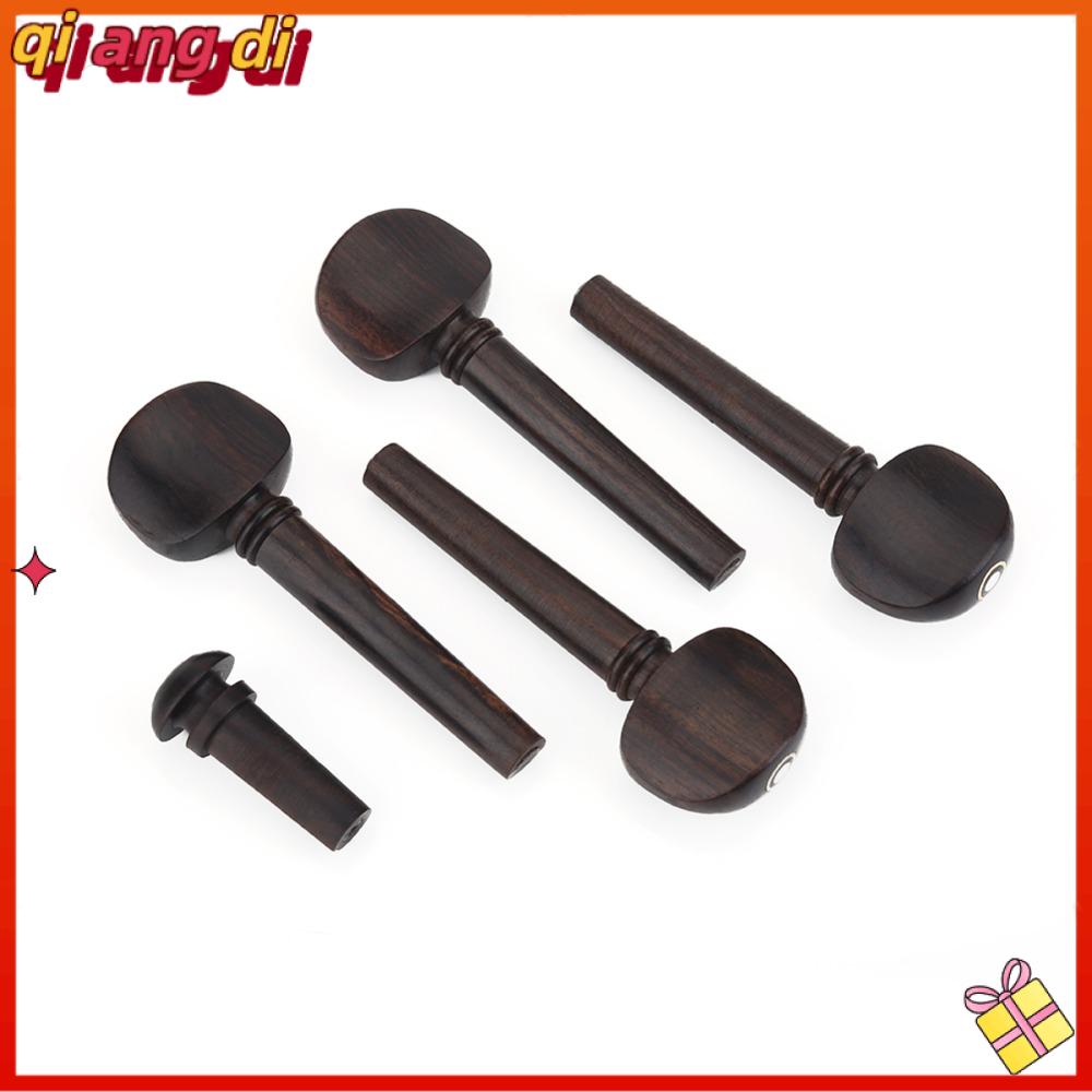 QIANGDI ​5Pcs ​ Với Endpin ​ ​ Chốt điều chỉnh đàn violin ​ Phụ tùng thay thế ​ ​ Chốt trục dây ​ ​ Bộ chốt điều chỉnh đàn fiddle ​ Bền bỉ ​ Gỗ mun ​ Chốt đàn violin bằng gỗ mun ​ Dành cho nhạc cụ violin 4/4