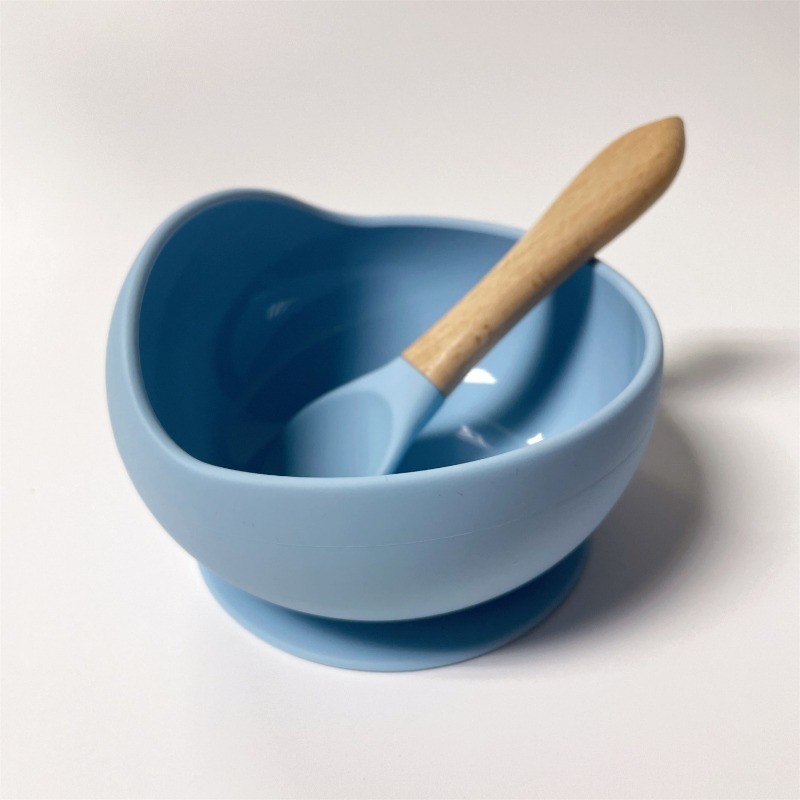 SKISOPGO Baby Silicone Feeding Food Grade Suction Bowl Kids Spoon Self Learning Mangkuk Kanak-kanak