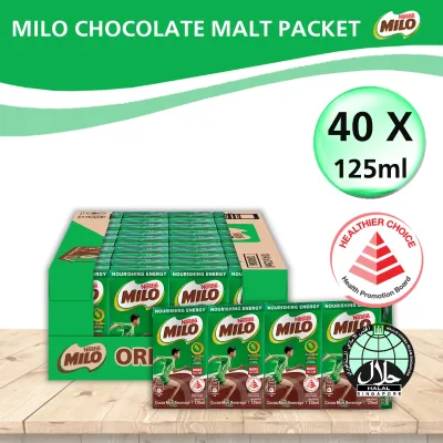 MILO® UHT Chocolate Malt Packet Liquid Drink 40x125ml/1 Carton (Expiry DateL Mar 2022)